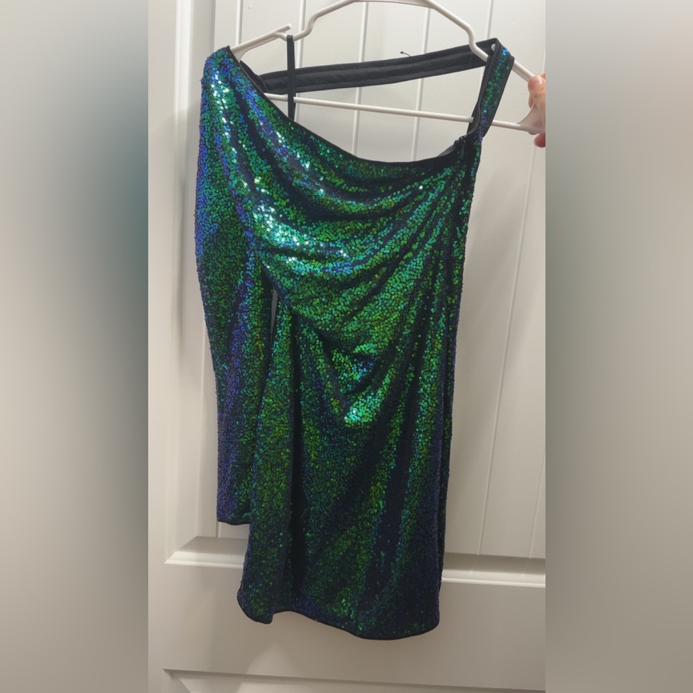 Sequin Green and Blue Women's Dress